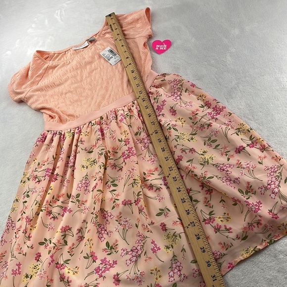NWT Childrens Place 14, XL Peach Apricot Glow 3036742 SS Floral Dress - Picture 2 of 15